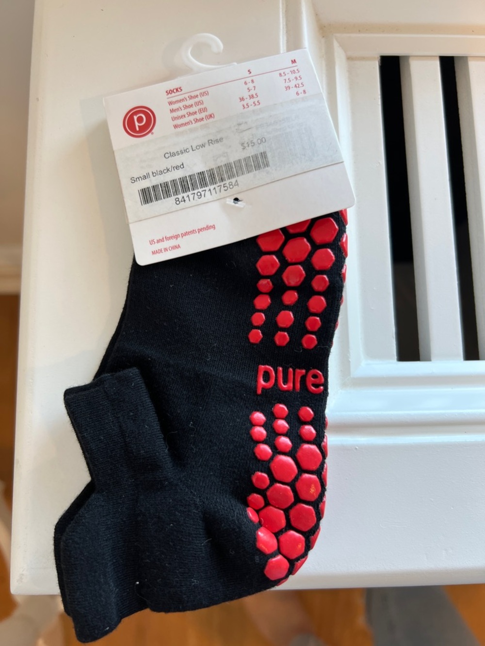 Pure Barre Black Low-Rise Grip Socks with Red Dot Traction